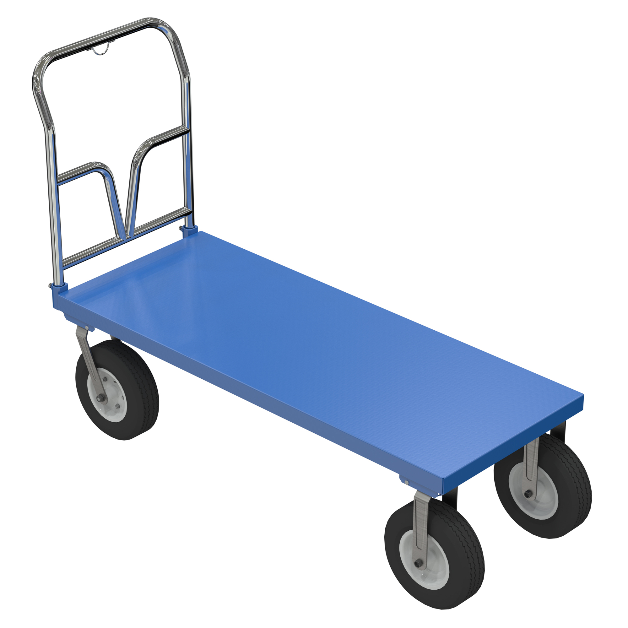 Vestil Steel Pneumatic Tire Platform Cart 64-1/2 In. x 24 In. x 46-5/16 In. 1,500 Lb. Capacity Blue